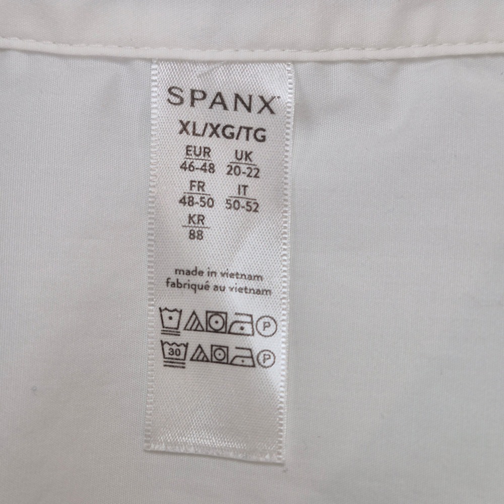 Spanx Button Down Shirt Womens XL White Long Sleeve Stretch Blouse Minimalist - Picture 3 of 8